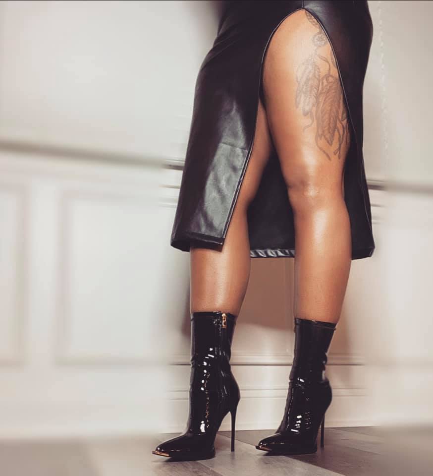 Kennedy Patent Metal Toe Cap Stiletto Ankle Boot (Black)