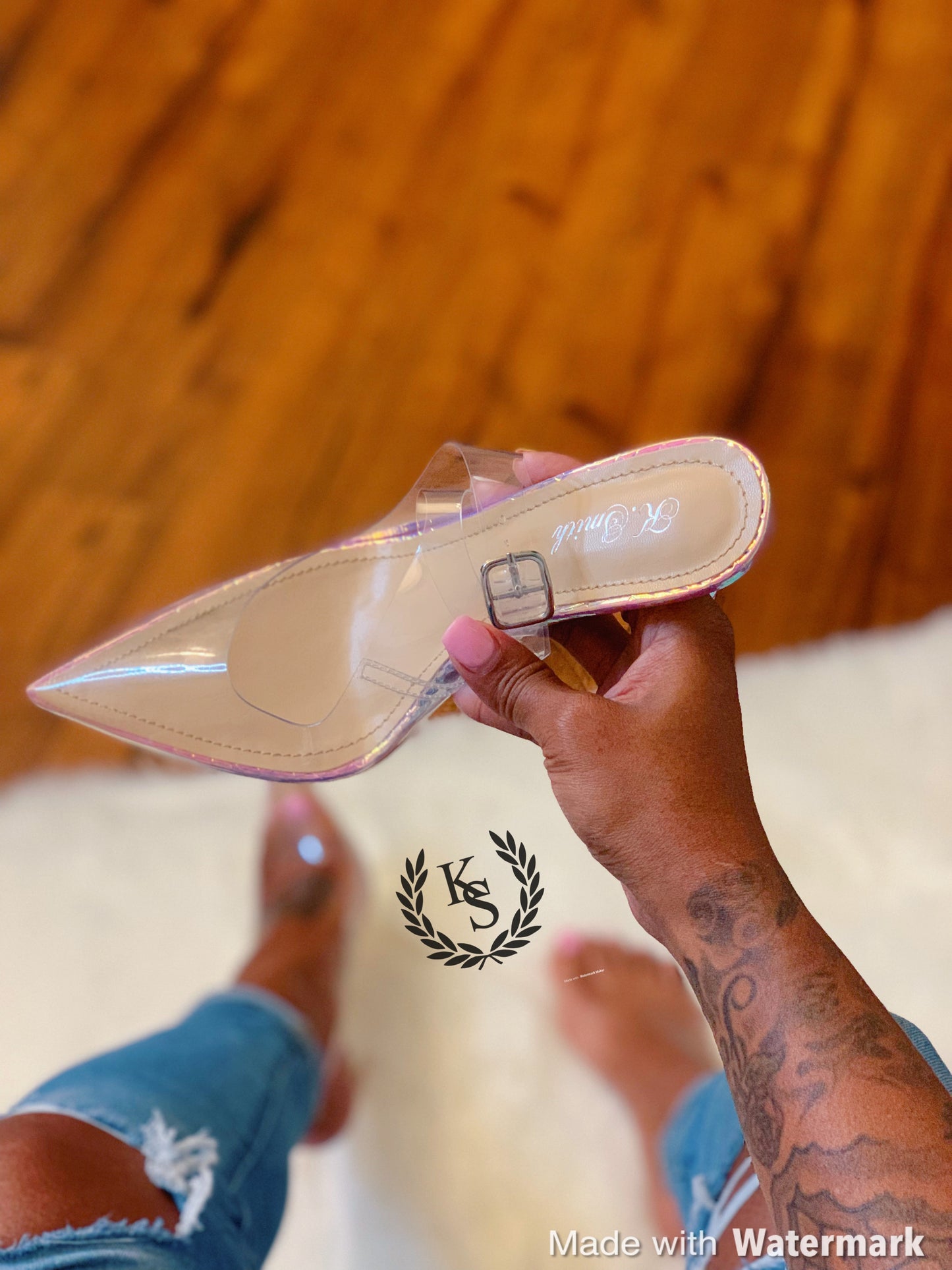 Mermaid Patent Sling Back Heels